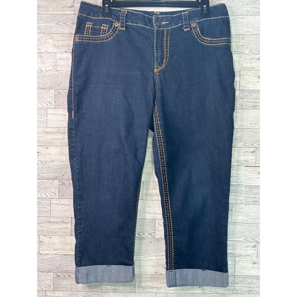 A.N.A a new approach Women's 10 Dark Wash Denim Capri Jeans Rolled Hem‎ cuffed - Picture 1 of 10